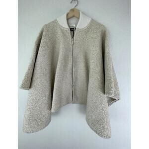 NWT Canada Weather Gear Ruana Cape Shawl Poncho Textured Zip Front One Size